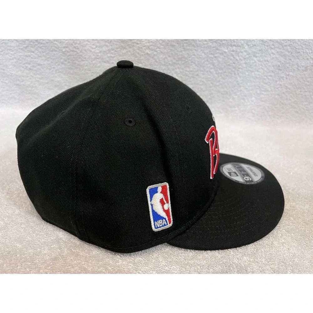 Chicago Bulls NBA New Era 9Fifty Snapback Hat Black On Black Retro Style Script